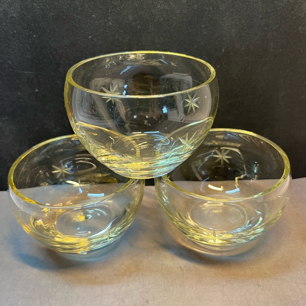 Dorothy Thorpe Roly Poly Pointed Etched Star Cocktail Glasses Vintage MCM Set 6